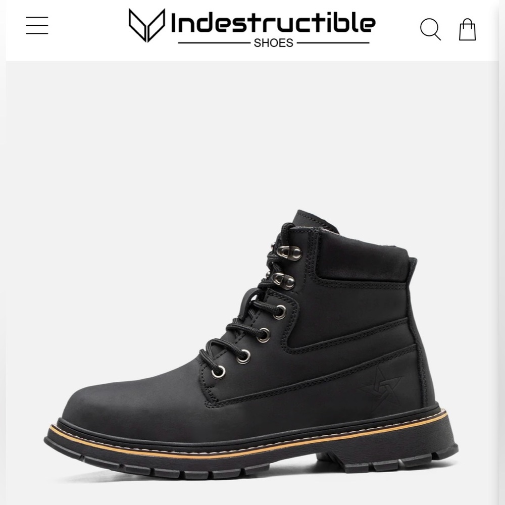 Indestructible Shoes Hype Black 2.0 waterproof steel toe boots (size 9.5 or 41)